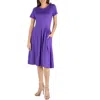 24seven Comfort Apparel Maternity Midi Dress With Short Sleeve And Pocket Detail In Purple