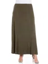 24seven Comfort Apparel Plus Size Maxi Skirt In Green