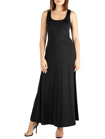 24seven Comfort Apparel Plus Womens Knit Sleeveless Maxi Dress In Black