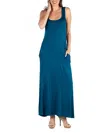 24seven Comfort Apparel Women's Relaxed Fit Sleeveless Tunic Dress With Pockets In Blue