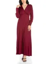 24seven Comfort Apparel Plus Womens Surplice Rayon Maxi Dress In Pink