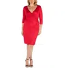 24seven Comfort Apparel Plus Size Wrap Dress In Red