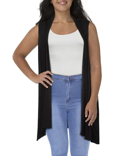24seven Comfort Apparel Women's Draped Open Front Sleeveless Cardigan Vest In Black