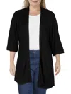 24seven Comfort Apparel Plus Womens Open Front Layering Cardigan Top In Black