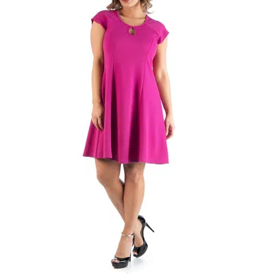 24seven Comfort Apparel Plus Womens Panel Cap Sleeve Midi Dress In Pink