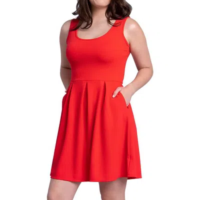 24seven Comfort Apparel Plus Womens Pleated Cap Sleeve Midi Dress In Orange
