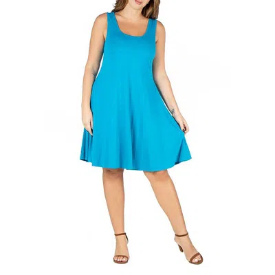 24seven Comfort Apparel Plus Womens Printed Knee-length Shift Dress In Sapphire