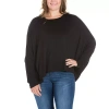 24seven Comfort Apparel Plus Womens Round Neck Long Sleeve Tunic Top In Black