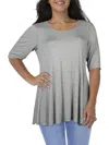 24seven Comfort Apparel Swing Asymmetric Hem Tunic Top In Grey