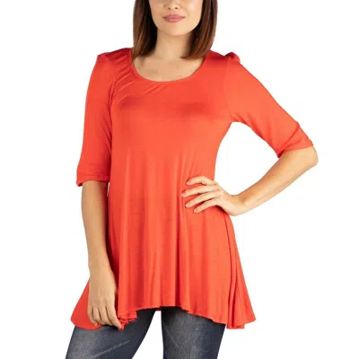 24SEVEN COMFORT APPAREL PLUS WOMENS SCOOP NECK 3/4 SLEEVE TUNIC TOP