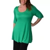 24seven Comfort Apparel Plus Womens Scoop Neck Elbow Sleeve Tunic Top In Green