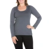 24seven Comfort Apparel Plus Womens Scoop Neck Long Sleeve Tunic Top In Gray
