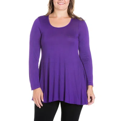 24seven Comfort Apparel Plus Womens Scoopneck Swing Pullover Top In Green