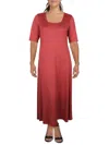 24seven Comfort Apparel Plus Womens Short Sleeve Long Maxi Dress In Multi