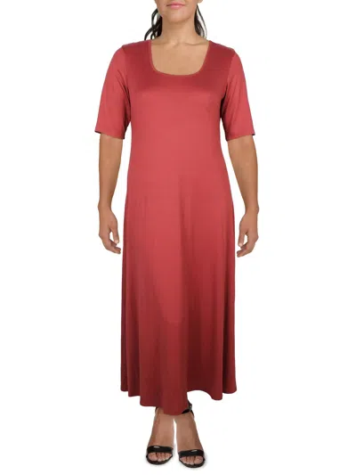 24seven Comfort Apparel Plus Womens Short Sleeve Long Maxi Dress In Multi