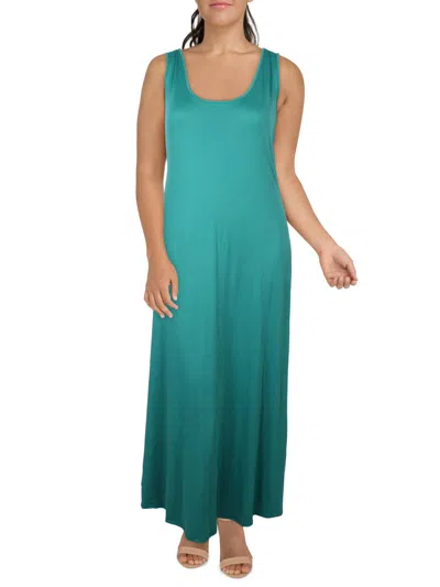 24seven Comfort Apparel Plus Womens Sleeveless Long Maxi Dress In Blue