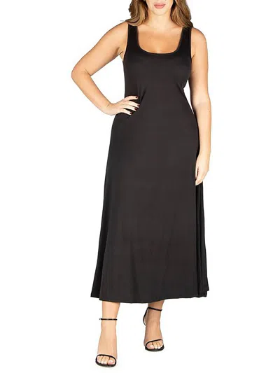 24SEVEN COMFORT APPAREL PLUS WOMENS SLEEVELESS SCOOP NECK MIDI DRESS