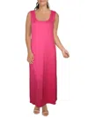 Shop 24seven Comfort Apparel Plus Womens Sleeveless Scoop Neck Midi Dress In Pink