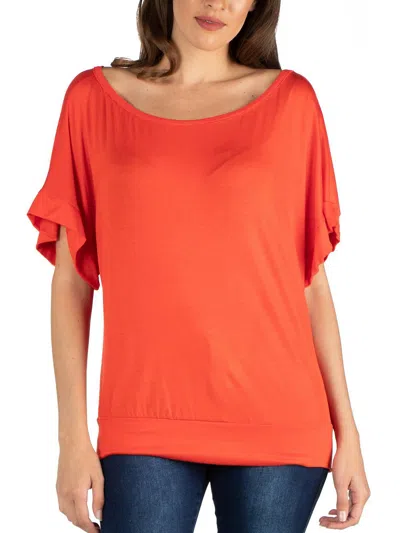 24seven Comfort Apparel Plus Size Short Sleeve Loose Fit Dolman Top In Carrot