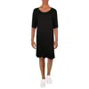 24seven Comfort Apparel Plus Womens Solid Pocket T-shirt Dress In Black