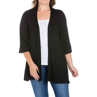 24seven Comfort Apparel Plus Womens Solid Polyester Open-front Blazer In Brown