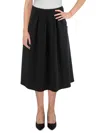 24seven Comfort Apparel Plus Womens Solid Polyester Pleated Skirt In Black