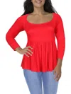 24SEVEN COMFORT APPAREL PLUS WOMENS SOLID RAYON PULLOVER TOP