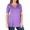24seven Comfort Apparel Quarter Sleeve Maternity Tunic Top With Button Detail In Blue