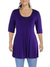 24SEVEN COMFORT APPAREL PLUS WOMENS SOLID SCOOP NECK TUNIC TOP