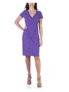 24seven Comfort Apparel Maternity Faux Wrapover Dress With Cap Sleeves In Blue
