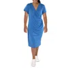24seven Comfort Apparel V-neck Stretch Faux Wrap Dress In Multi