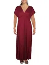 24seven Comfort Apparel Plus Womens Surplice Rayon Maxi Dress In Red