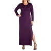 24seven Comfort Apparel Plus Womens T-shirt Dress Mid Calf In Purple