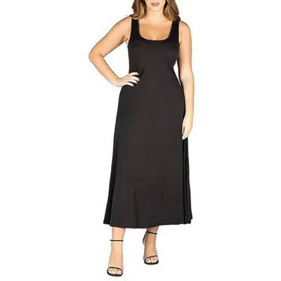 24seven Comfort Apparel Plus Womens T-shirt Dress Racerback Maxi Dress In Black