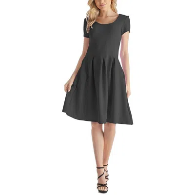24seven Comfort Apparel Plus Womens Texrtured Cap Sleeve Midi Dress In Black