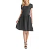 24seven Comfort Apparel Scoop Neck Knee Length Pleated Pocket Dress In Multi