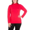 24seven Comfort Apparel Plus Womens Turtleneck Long Sleeve Tunic Top In Red