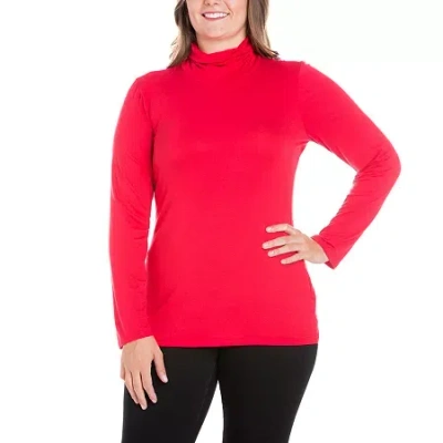 24seven Comfort Apparel Plus Womens Turtleneck Long Sleeve Tunic Top In Red