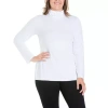 24seven Comfort Apparel Plus Womens Turtleneck Long Sleeve Tunic Top In White