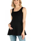 24seven Comfort Apparel Scoop Neck Razorback Sleeveless Tunic Top In Black