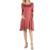 24seven Comfort Apparel Plus Womens Wideneck Midi T-shirt Dress In Brown