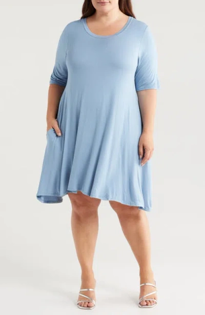 24seven Comfort Apparel Pocket Dress In Blue