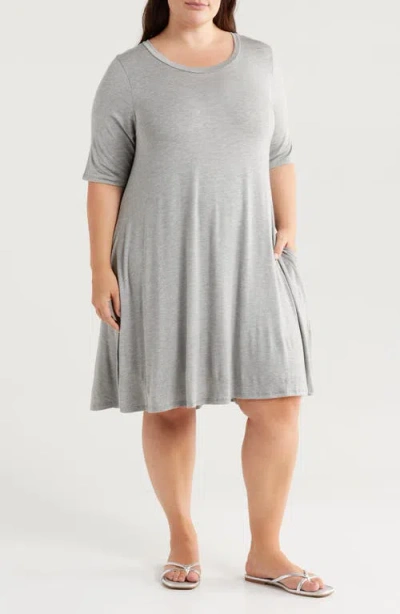 24seven Comfort Apparel Pocket Dress In Heather