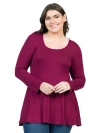 24seven Comfort Apparel Poised Long Sleeve Swing Tunic Top In Burgundy