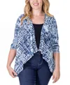 24SEVEN COMFORT APPAREL PRINT ELBOW LENGTH SLEEVE OPEN CARDIGAN