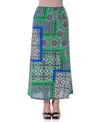 24seven Comfort Apparel Print Floral Elastic Waist Ankle Length Comfortable Maxi Skirt In Miscellane