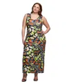 24seven Comfort Apparel Print Plus Size Razorback Tank Casual Maxi Dress In Yellow Multi