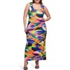 24seven Comfort Apparel Print Racerback Sleeveless Maxi Dress In Multi