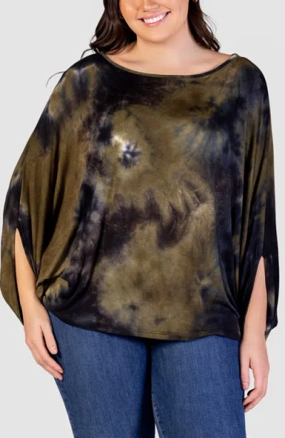 24seven Comfort Apparel Print Relaxed Top In Green Multi