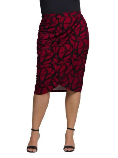 24seven Comfort Apparel Womens Plus Pencil Skirt In Red